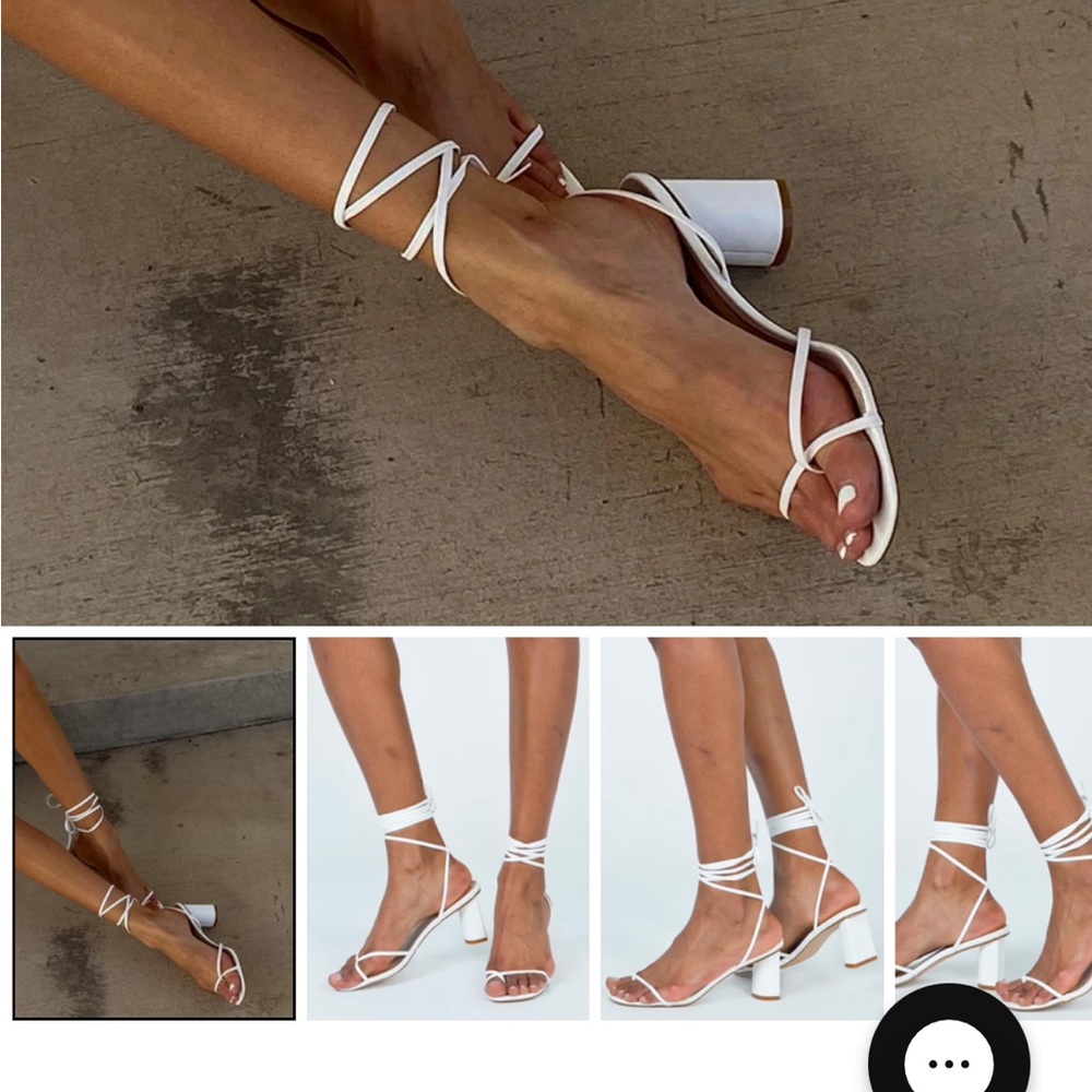 Princess Polly White heels with straps. Women’s size 9.